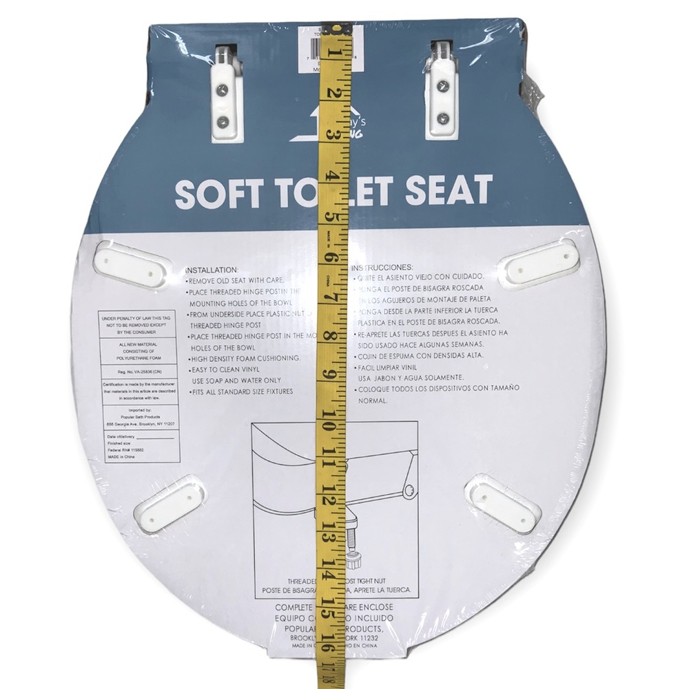 Toilet Seat Soft Floral Hinged White Blue Tan Multicolor “Sun Splash” Multicolor - Picture 11 of 14
